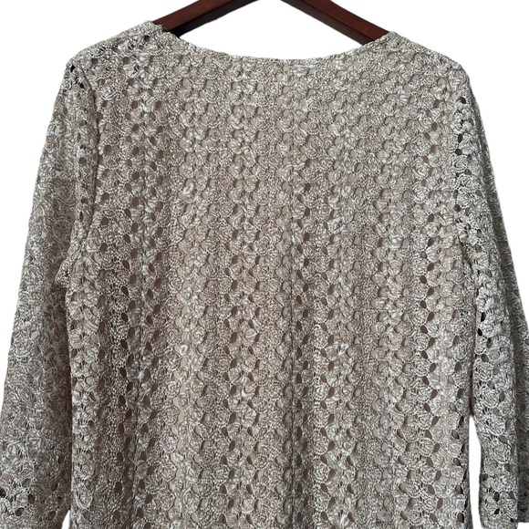 JM Collection Taupe 3/4 Sleeve Layered Blouse - Picture 6 of 12